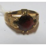 A 9ct gent's ring set red stone, size X/Y 6.3g