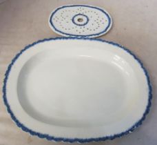 Two Rogers blue and white platters (one with similar drainer) and a bowl pagoda scene