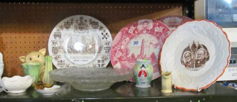 A SylvaC vase, various small figures and some commemorative plates