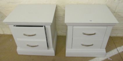 A pair modern white two drawer bedside cabinets