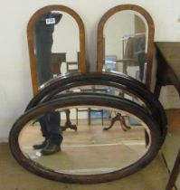 Two oval oak mirrors and two others