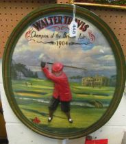 A reproduction oval picture Waller Travis Golf Open Champion 1904, picture two clowns and other