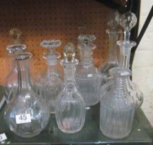 Eleven 19th Century cut glass decanters