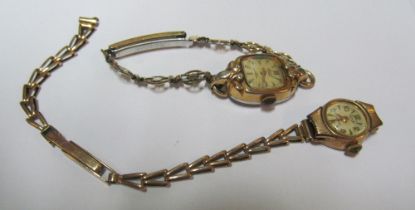 A ladies watch 9ct gold strap and another watch