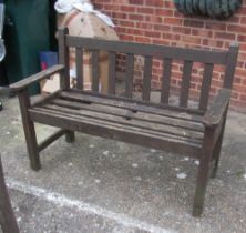 A slatted garden bench