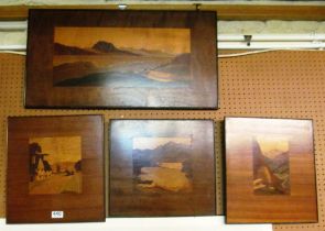 Four marquetry panels Ben Lomond No.96, Loch ... No.114, Kirkstone Pass and Brother's Water No.126