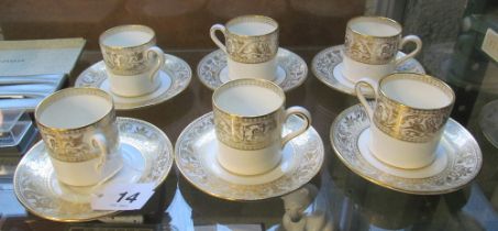 A Wedgwood Gold Florentine six cups and six saucers