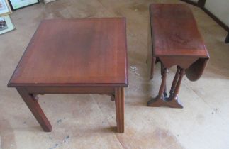 A square table, dropflap table and a nest of tables