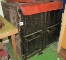A large two door metal safe with single key 2'd x 2'9 1/2"h x 2'9" w (came here from old saleroom on