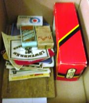 Various wine labels, ephemera and a Hornby train