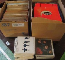 Eight Beatles Twin Track Mono tape records and two boxes 78rpm records