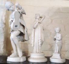 A Parian music player (violin a/f) and two other pieces