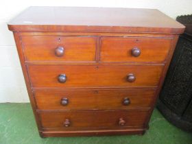 A Victorian mahogany chest two short and three long drawers