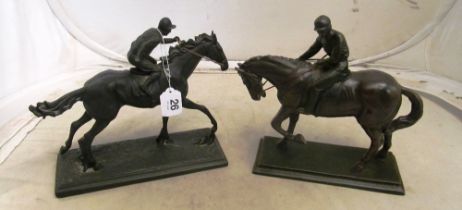 Two resin horse and jockey ornaments