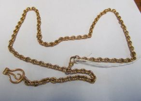 A gold coloured fob chain