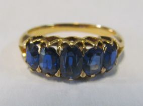 A five stone sapphire ring, size O/P