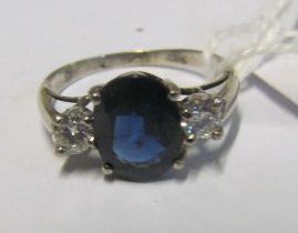 A sapphire and diamond ring, size K 1.8g