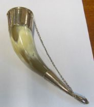 A silver and horn Russian cup