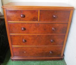 A Victorian chest of two short and three long drawers