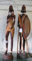 A pair of African carved wood figures
