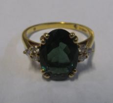 A tourmaline and diamond ring, size P/Q 4.2g