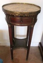 A circular French style gallery top table with undertier (marble a/f)
