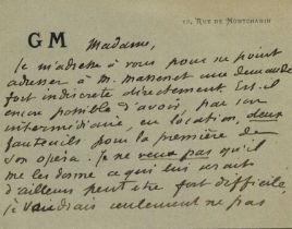 MAUPASSANT GUY DE: (1850-1893) 'If my request would embarrass M. Massenet too much, please tell me..