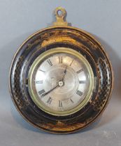 A late 19th or early 20th Century circular sedan clock, the case with Chinoiserie decoration, the