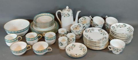 A Mintons porcelain part tea and coffee service together with a Crown Staffordshire tea service