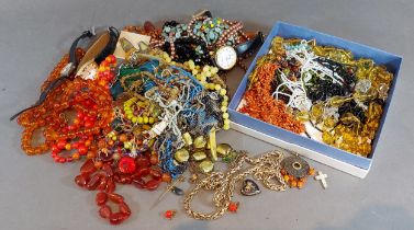 A collection of jewellery to include various bead necklaces