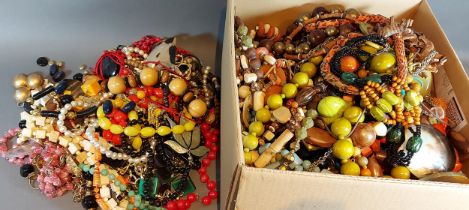 A large collection of jewellery, mainly bead necklaces