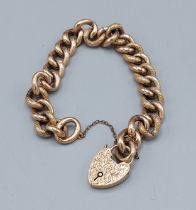A 9ct gold curb link bracelet with padlock clasp, 19.2gms