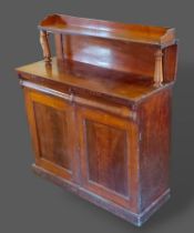 A William Iv mahogany chiffonier, 107cms wide, 43cms deep and 120cms tall