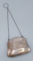 A Birmingham silver purse of shaped form