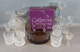 A set of four Waterford crystal glass tumblers, together with other glassware to include a Caithness