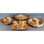 Two Tunstall Tuliptime pattern bowls together with a matching dish, a two handled vase and Seven