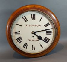 A 19th Century mahogany cased circular wall clock with single fusee movement, the dial inscribed