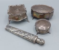 A Birmingham silver jewellery casket together with two other similar silver jewellery caskets and