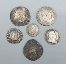 An Elizabeth I silver Shilling, together with another similar Elizabeth I silver Shilling, an