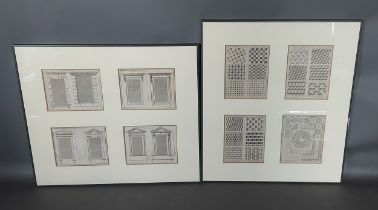 Thomas Langley, a set of four architectural engravings, 19cm by 24cm, together with a similar set of