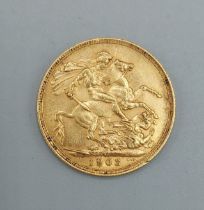 An Edwardian full gold sovereign dated 1903