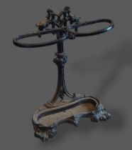 A Coalbrookdale style cast iron stick stand, 66cms tall