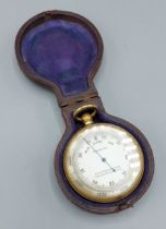 A compensated pocket barometer by Kelvin White & Hutton, London, within fitted case