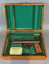 A Webley air pistol Mark I in fitted case by Webley and Scott