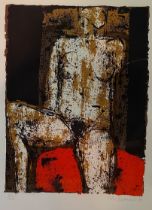 John Emanuel, Seated Female Nude, Signed, limited edition screenprint number 69/100 from the Penwith
