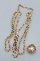 A 9ct chain of rope twist form, 7.6gms together with a Masonic pendant in the form of a ball, 9ct