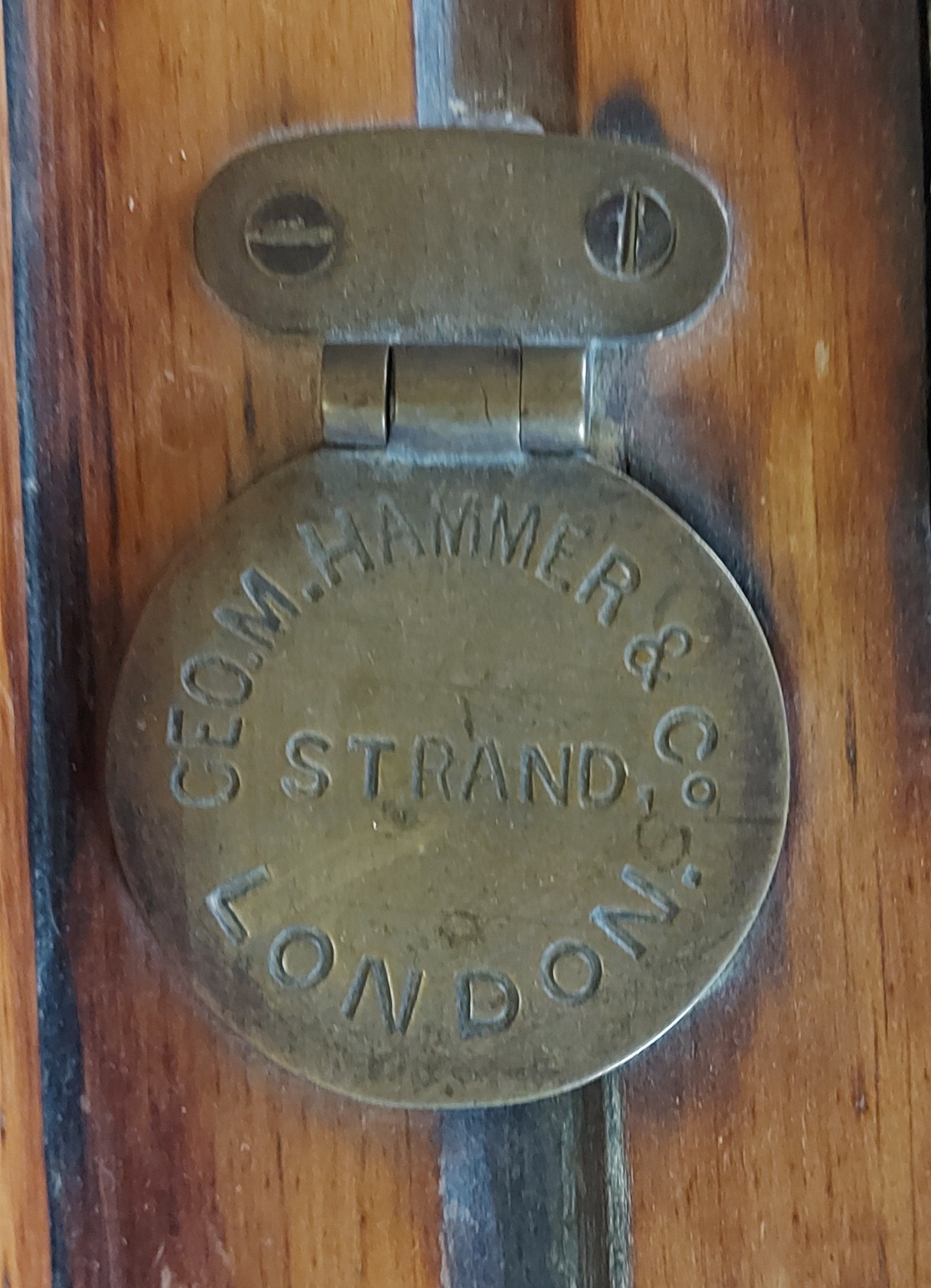 A Victorian pine and elm child's school desk and chair by Geo. M. Hammer & Co, The Strand, London, - Image 2 of 2