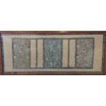 A Chinese silkwork panel decorated with butterflies amongst foliage, 44cms x 113cms