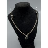 A 925 silver long necklace by Gucci set with onyx motifs, 111cms long