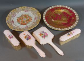 A Royal Crown Derby gilded cabinet plate together with a Masons Ironstone plate and a four piece